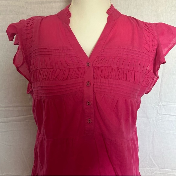 Tiered Ruffle Sleeve Dress Pink V Neck Casual Summer Sun Dress Sundance - Picture 2 of 6